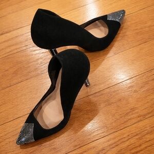 Fashion Nova Delight Pointy Toe Black Stilettos with Rhinestone Detail